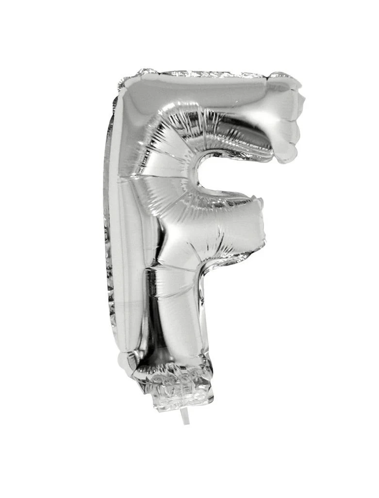 Folie ballon letter F Zilver