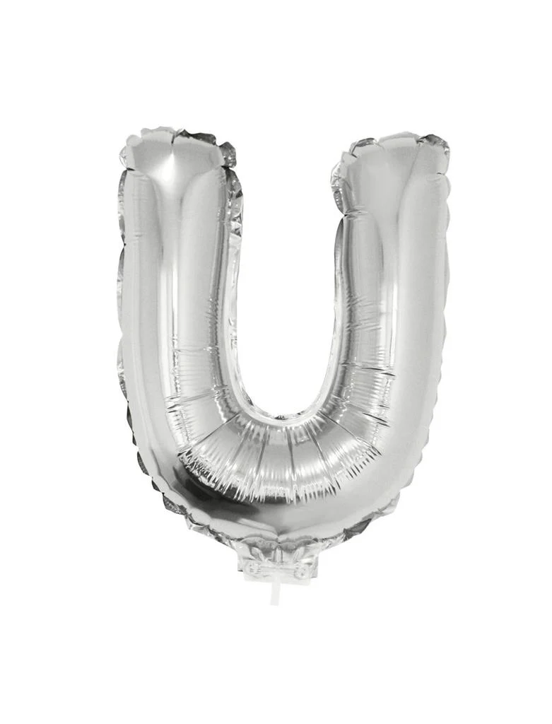 Folie ballon letter U Zilver