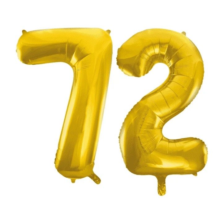 Folieballon 72 jaar Goud 86cm