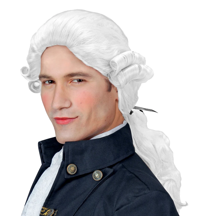 Middeleeuwse pruik Graaf Nelson in wit