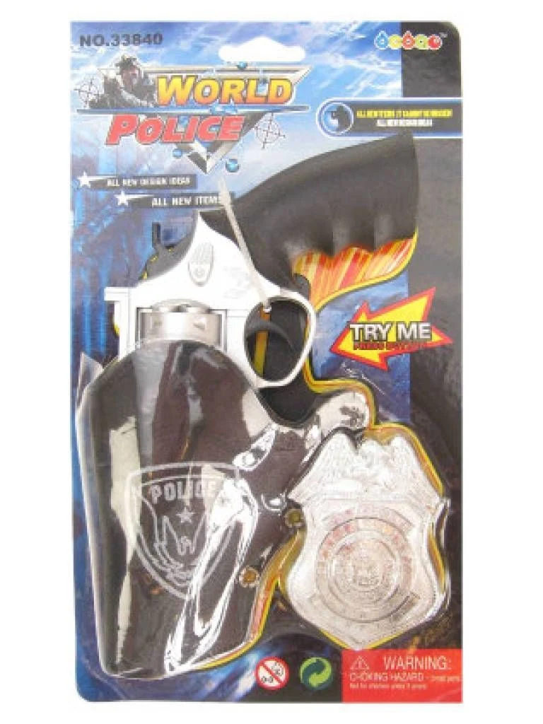 Politie pistool met holster en badge