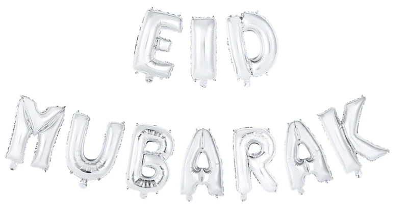 Folieballonnen Slinger Set 'Eid Mubarak' Zilver (4m)