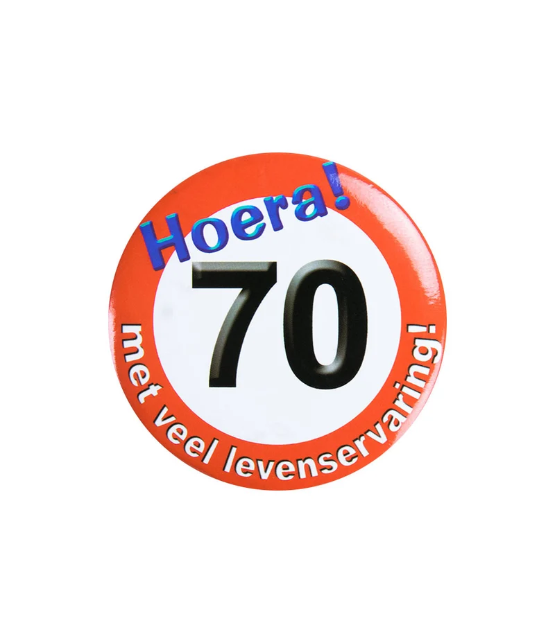 Button Hoera 70 Jaar (5,5cm)
