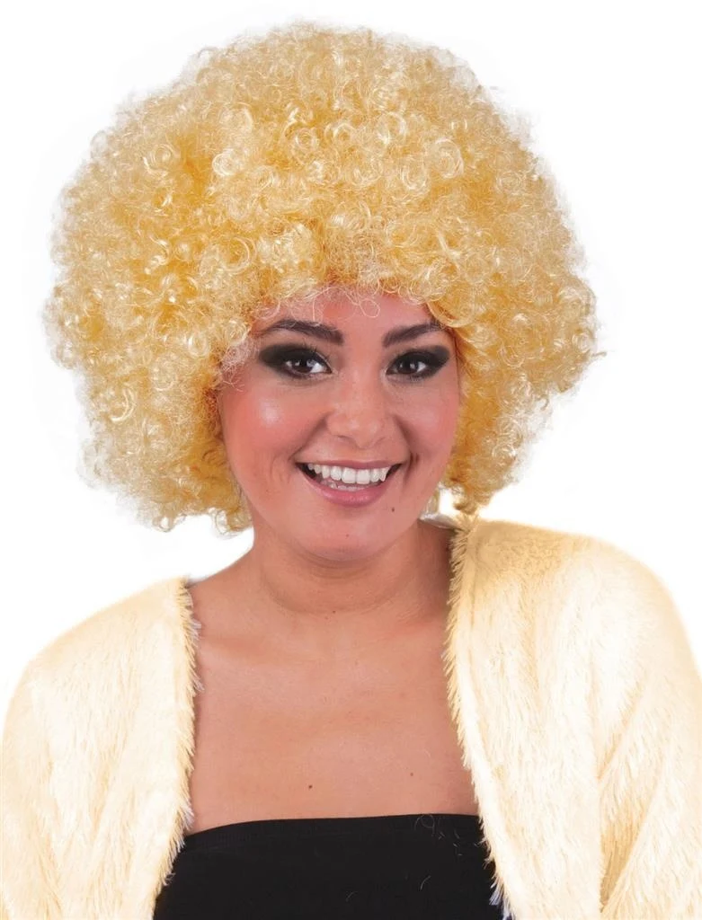 Pruik hippie afro Evi blond
