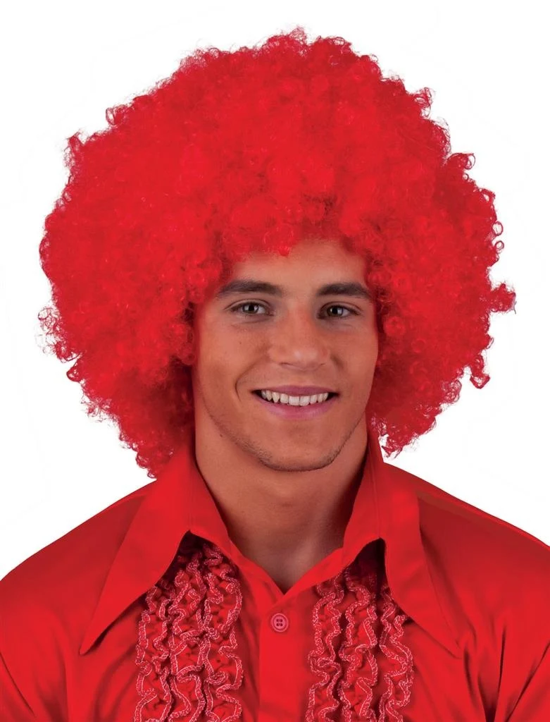 Pruik disco afro Sam rood
