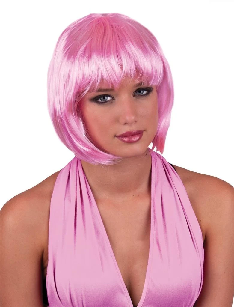 Bob pruik sexy Holly roze