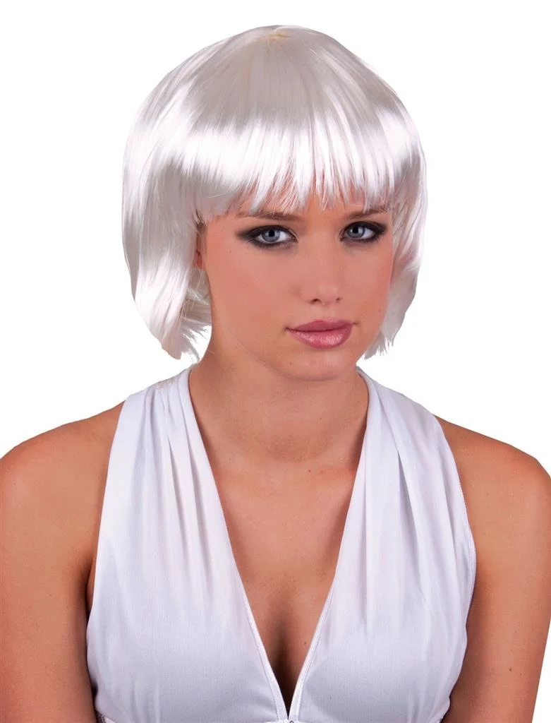 Witte pruik Sexy Holly boblijn