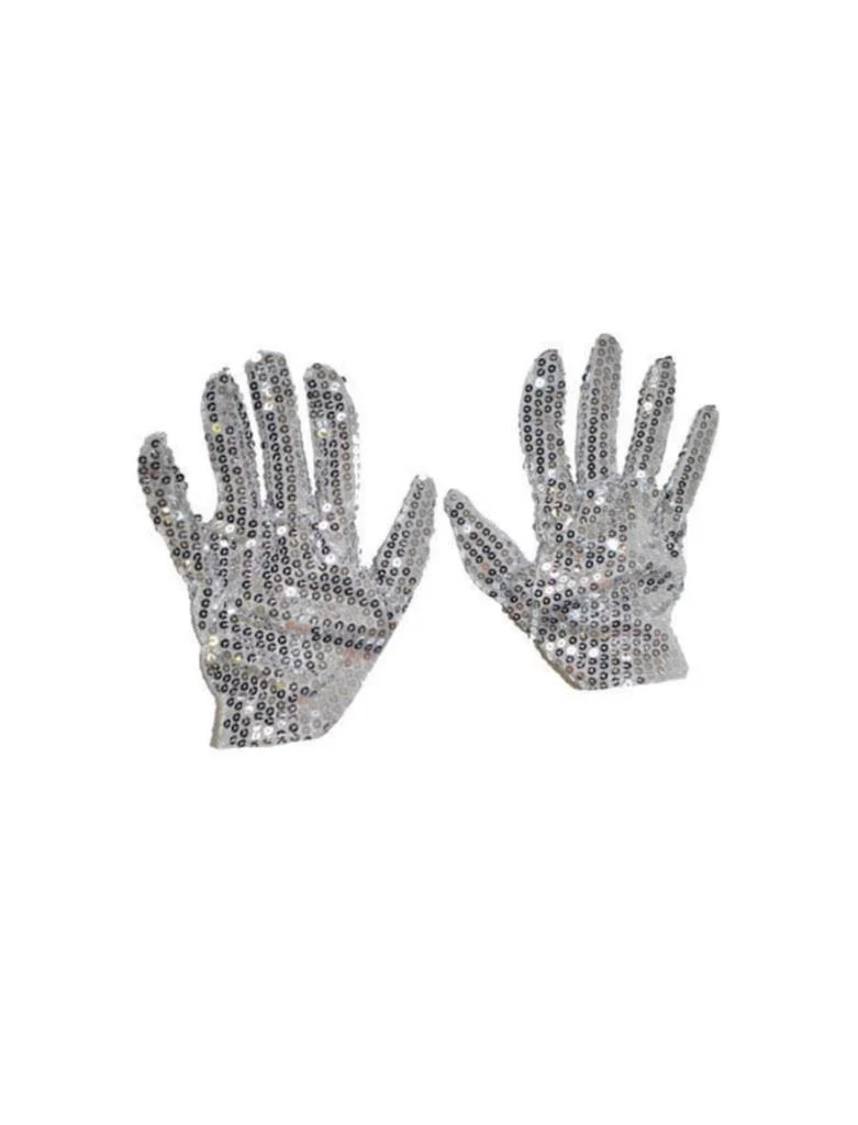 Zilveren glitter handschoenen met pailletten