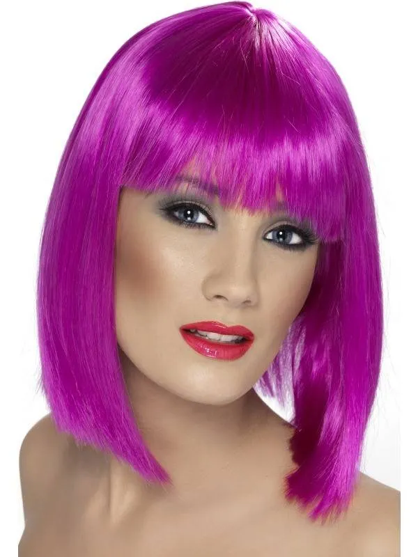 Pruik Glam neon paars