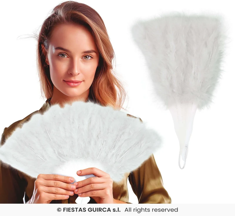Glamour waaier pluche wit