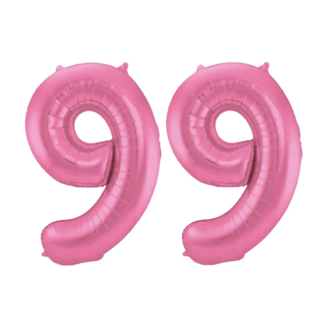 Folieballon 99 jaar metallic roze mat 86cm