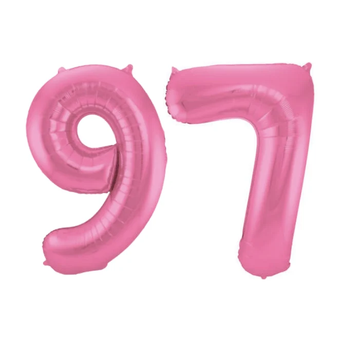 Folieballon 97 jaar metallic roze mat 86cm