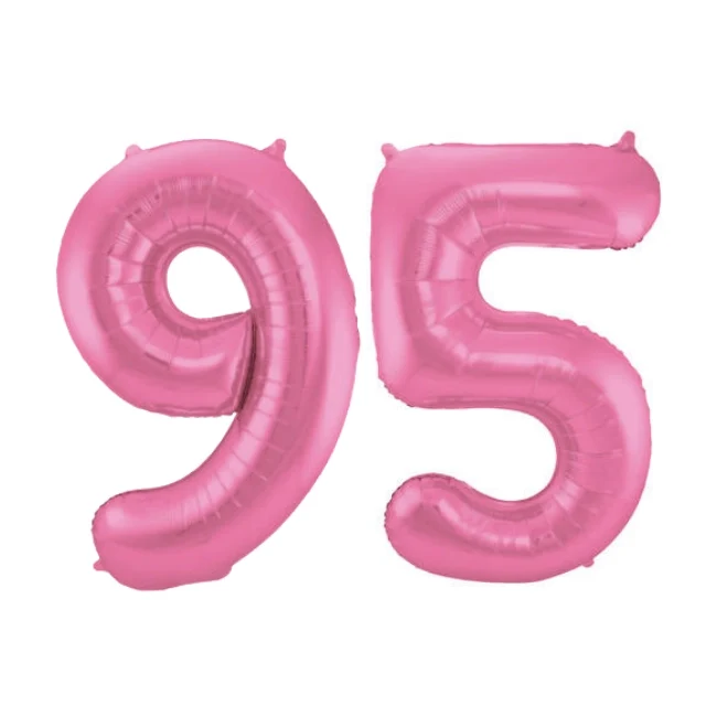Folieballon 95 jaar metallic roze mat 86cm