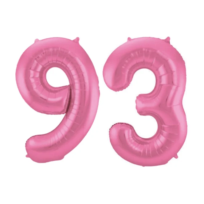 Folieballon 93 jaar metallic roze mat 86cm