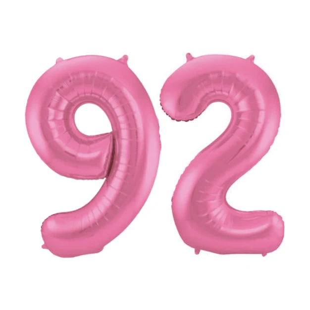 Folieballon 92 jaar metallic roze mat 86cm