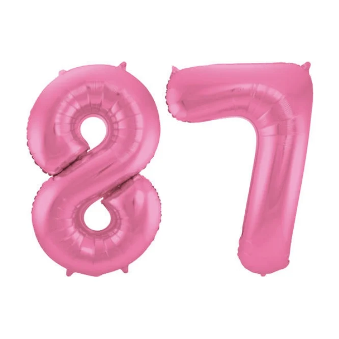 Folieballon 87 jaar metallic roze mat 86cm