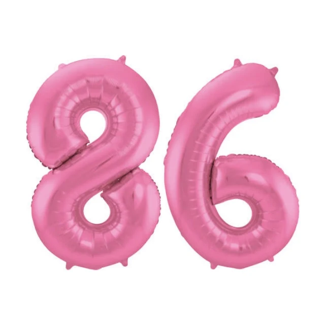 Folieballon 86 jaar metallic roze mat 86cm