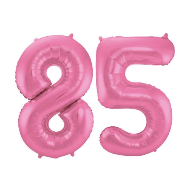 Folieballon 85 jaar metallic roze mat 86cm