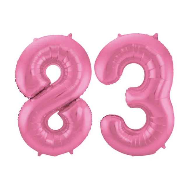 Folieballon 83 jaar metallic roze mat 86cm