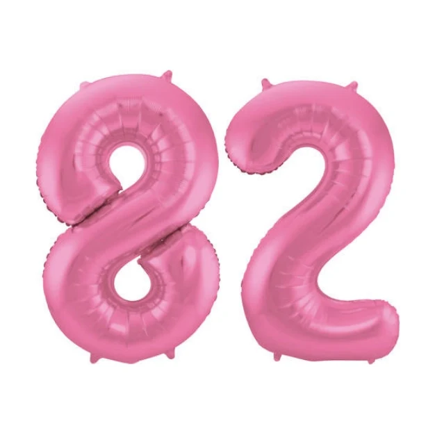 Folieballon 82 jaar metallic roze mat 86cm