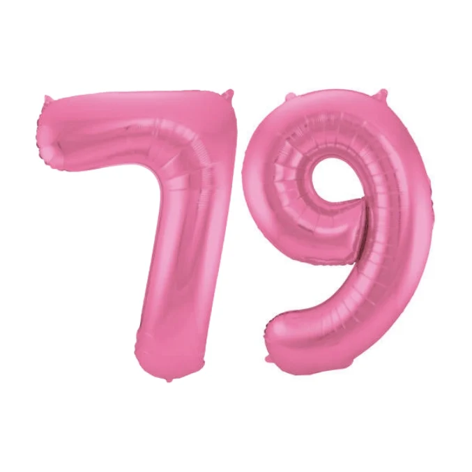 Folieballon 79 jaar metallic roze mat 86cm