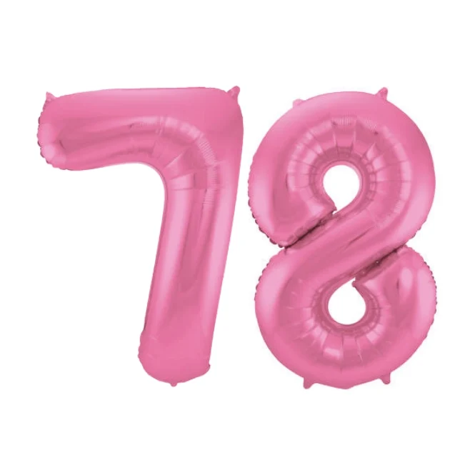 Folieballon 78 jaar metallic roze mat 86cm