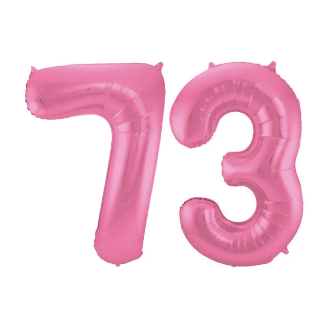 Folieballon 73 jaar metallic roze mat 86cm