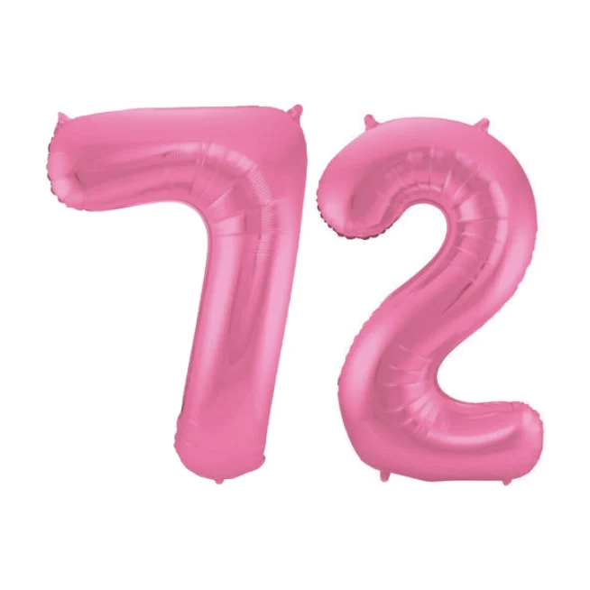 Folieballon 72 jaar metallic roze mat 86cm