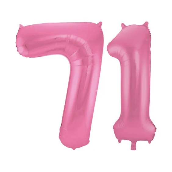 Folieballon 71 jaar metallic roze mat 86cm