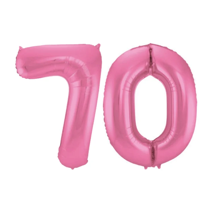 Folieballon 70 jaar metallic roze mat 86cm