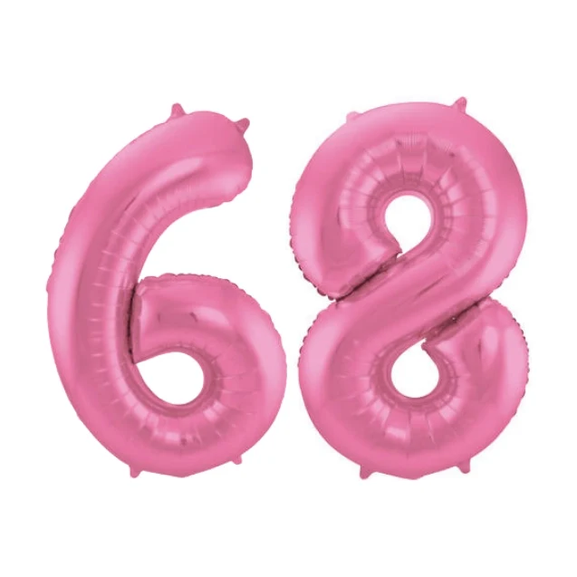 Folieballon 68 jaar metallic roze mat 86cm