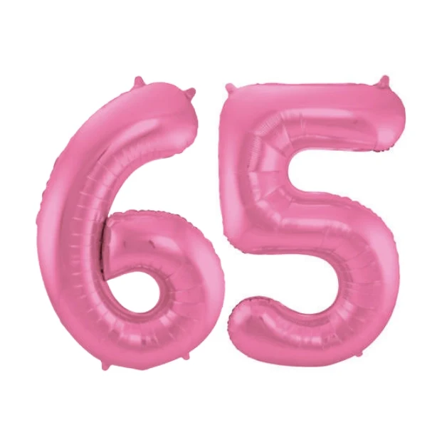 Folieballon 65 jaar metallic roze mat 86cm