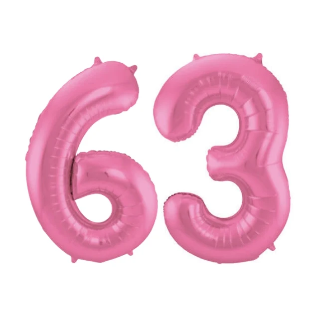 Folieballon 63 jaar metallic roze mat 86cm