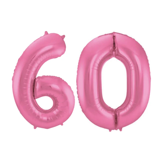 Folieballon 60 jaar metallic roze mat 86cm