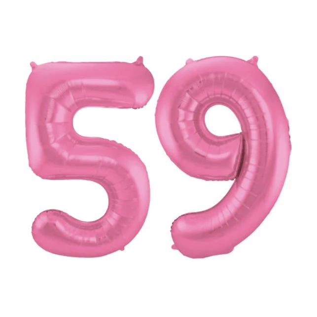 Folieballon 59 jaar metallic roze mat 86cm