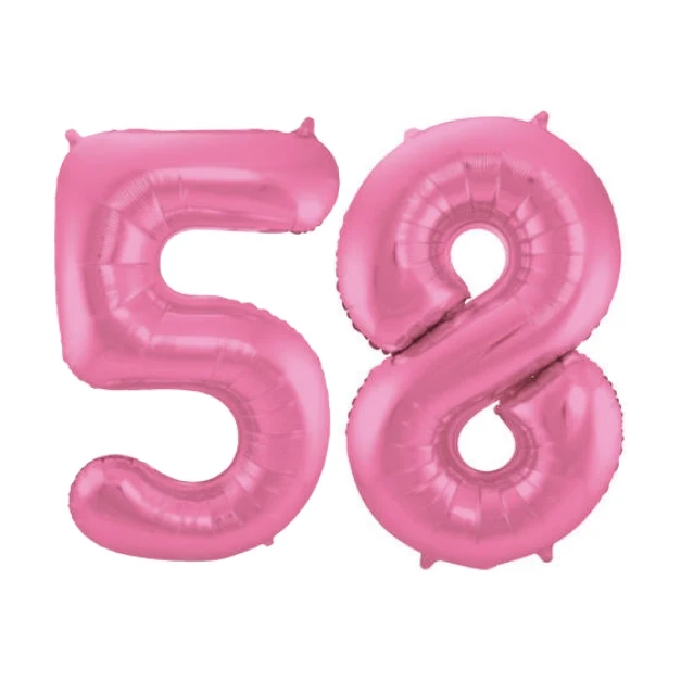 Folieballon 58 jaar metallic roze mat 86cm
