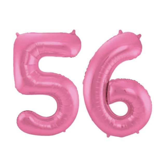Folieballon 56 jaar metallic roze mat 86cm