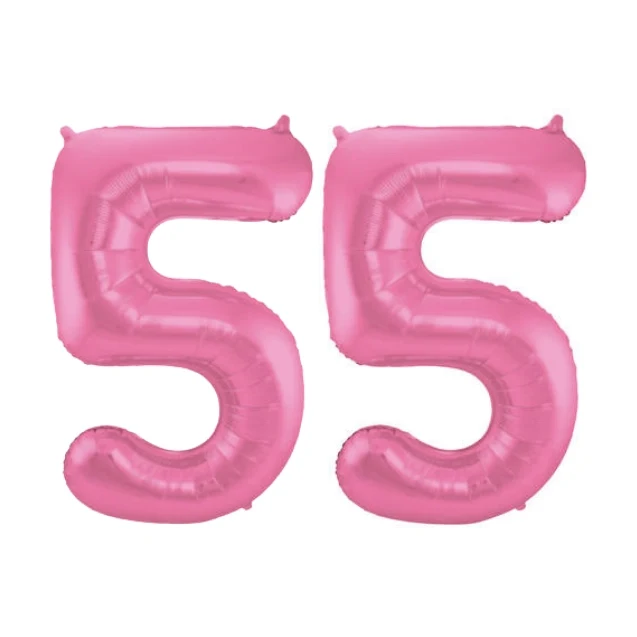 Folieballon 55 jaar metallic roze mat 86cm