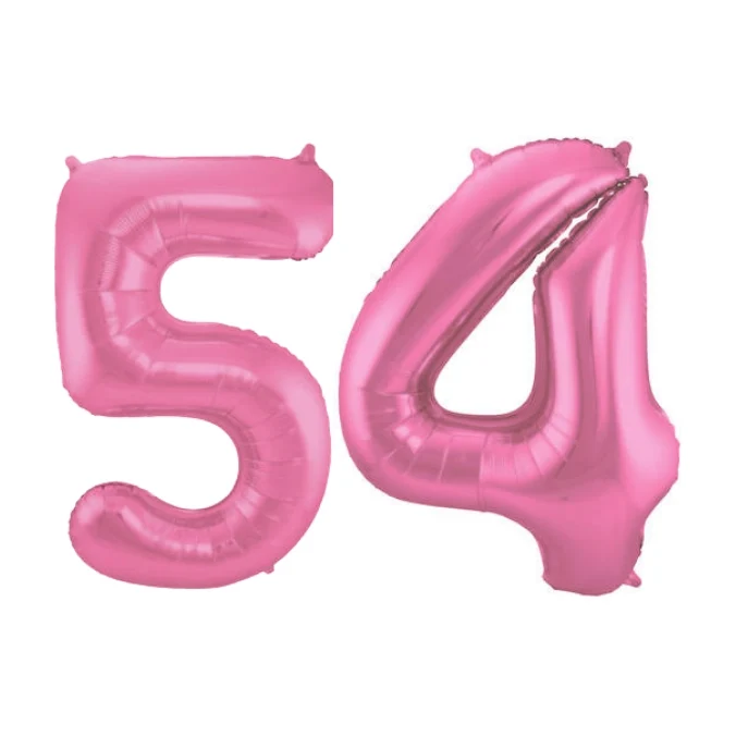 Folieballon 54 jaar metallic roze mat 86cm