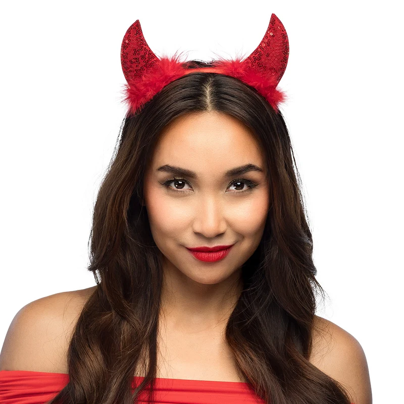 Diadeem duivelhoorntjes Demoon rood