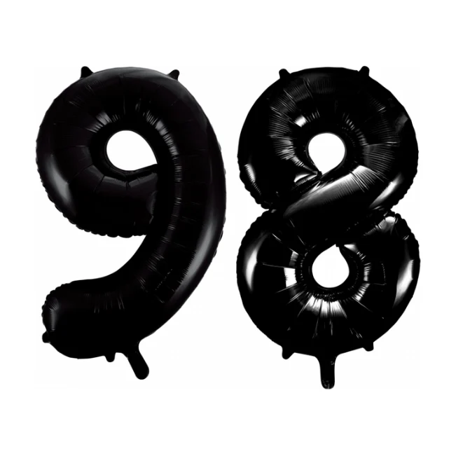 Folieballon 98 jaar zwart 41cm
