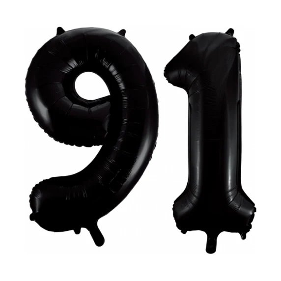 Folieballon 91 jaar zwart 86cm