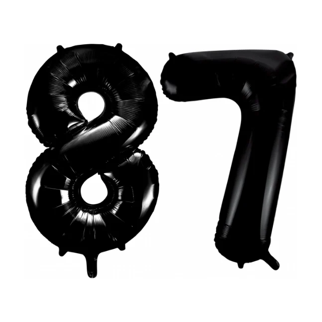 Folieballon 87 jaar zwart 86cm