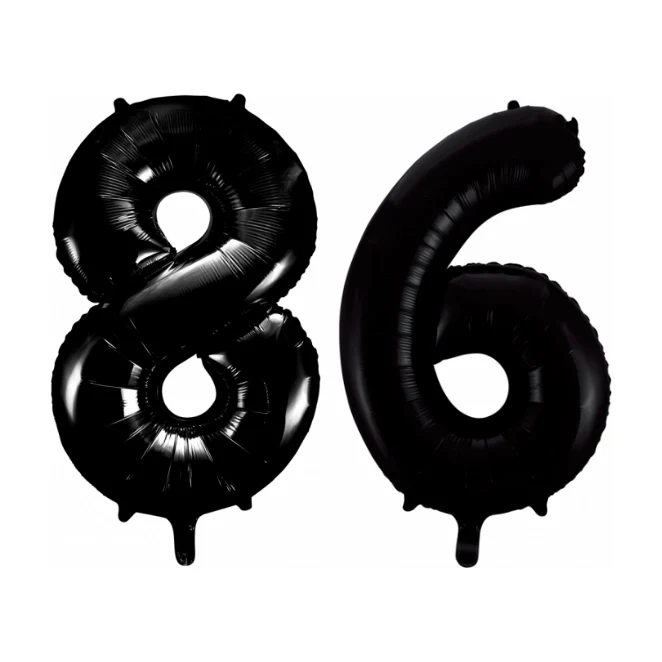 Folieballon 86 jaar zwart 86cm