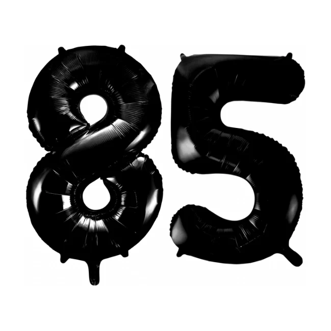 Folieballon 85 jaar zwart 86cm