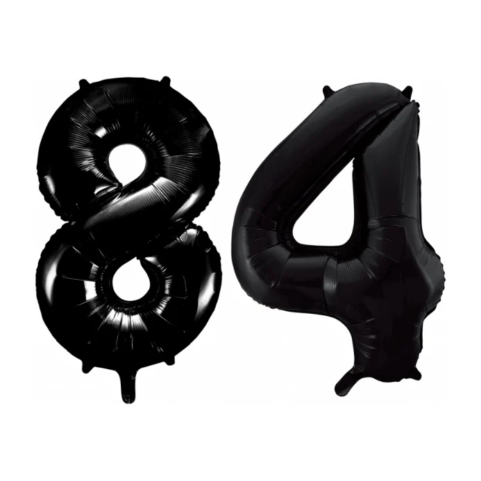 Folieballon 84 jaar zwart 86cm
