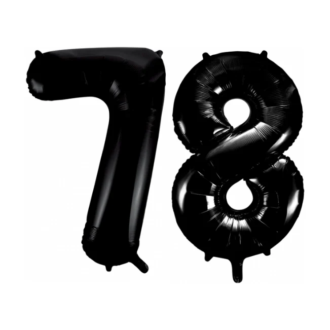 Folieballon 78 jaar zwart 86cm