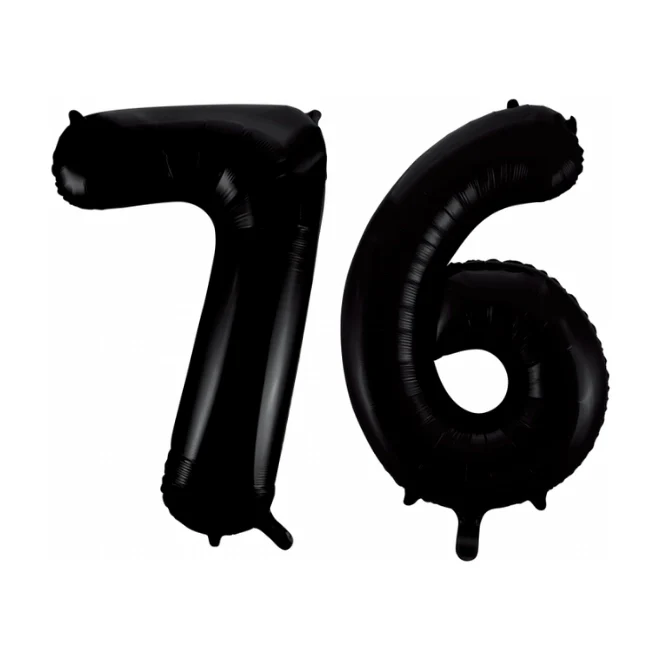 Folieballon 76 jaar zwart 86cm