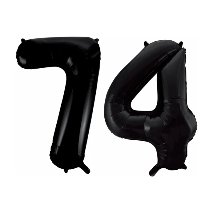 Folieballon 74 jaar zwart 86cm