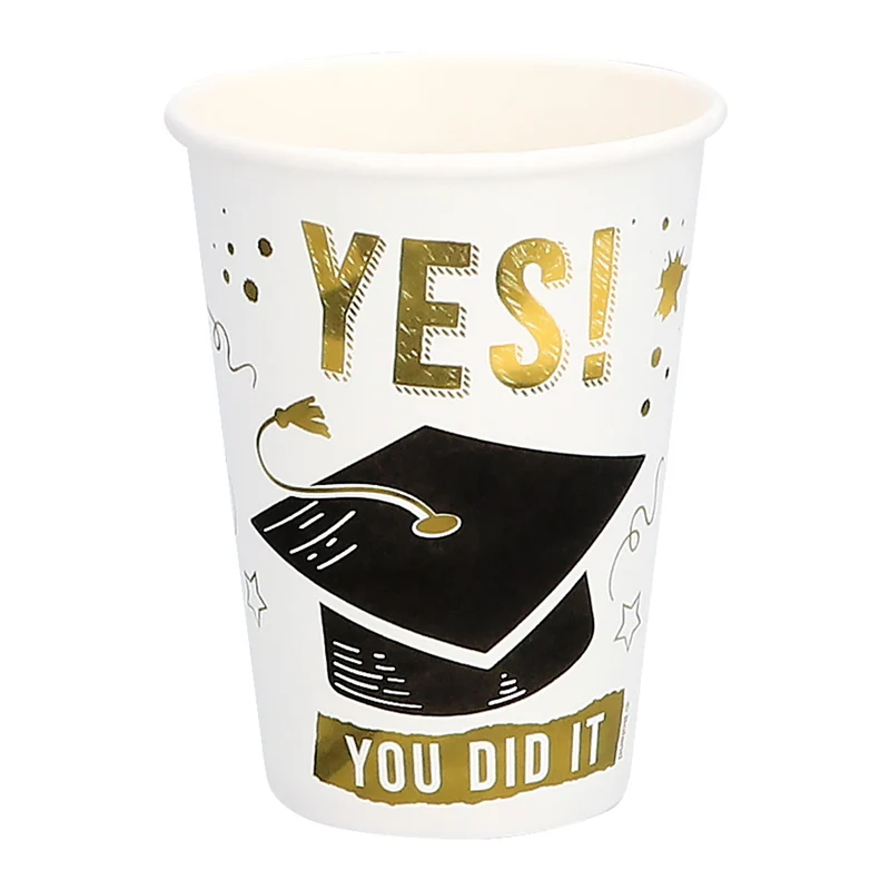 Set 8 papieren bekertjes 'Yes you did it'